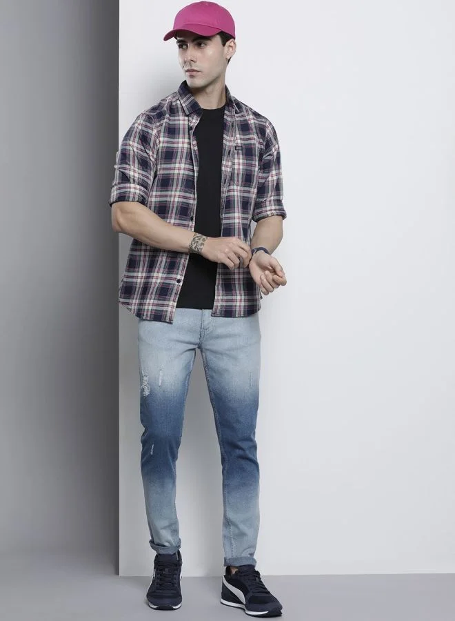 The Indian Garage Co Men Regular Fit Checkered Full Sleeves Spread Collar Casual Shirt
