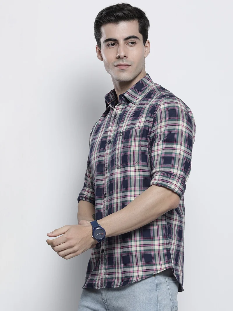The Indian Garage Co Men Regular Fit Checkered Full Sleeves Spread Collar Casual Shirt