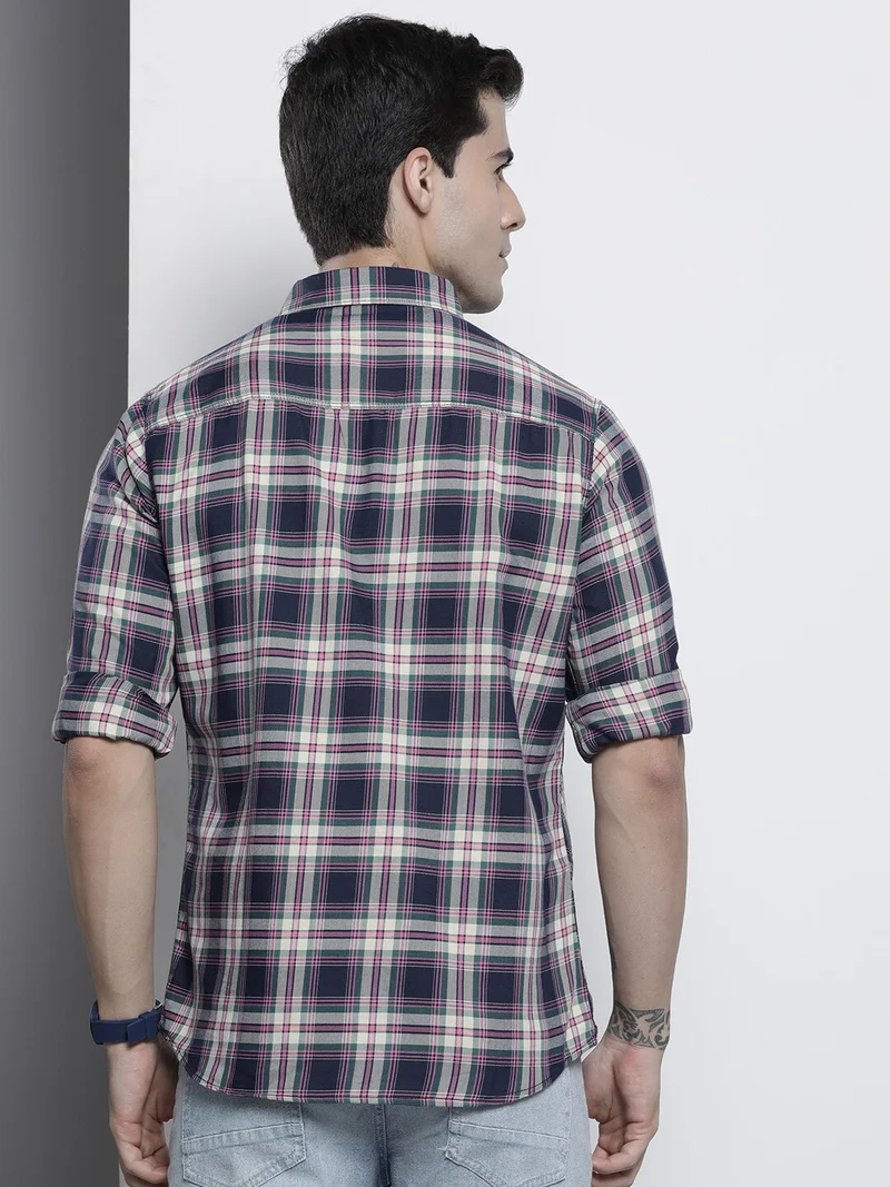 The Indian Garage Co Men Regular Fit Checkered Full Sleeves Spread Collar Casual Shirt