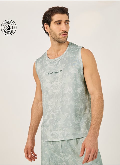 Styli All Over Print Slogan Detail Running Vest