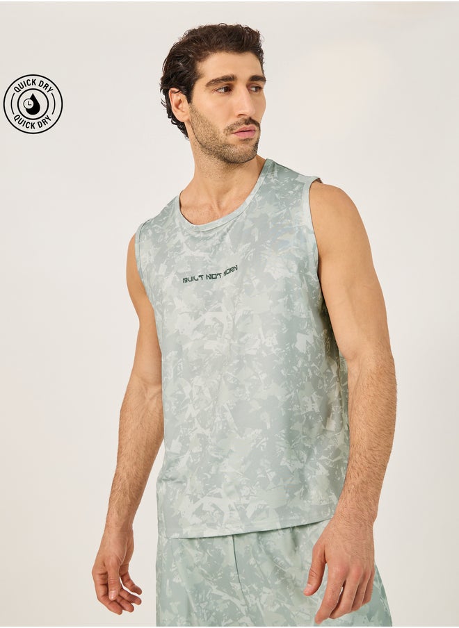 Styli Styli All Over Print Slogan Detail Running Vest  - Image 1