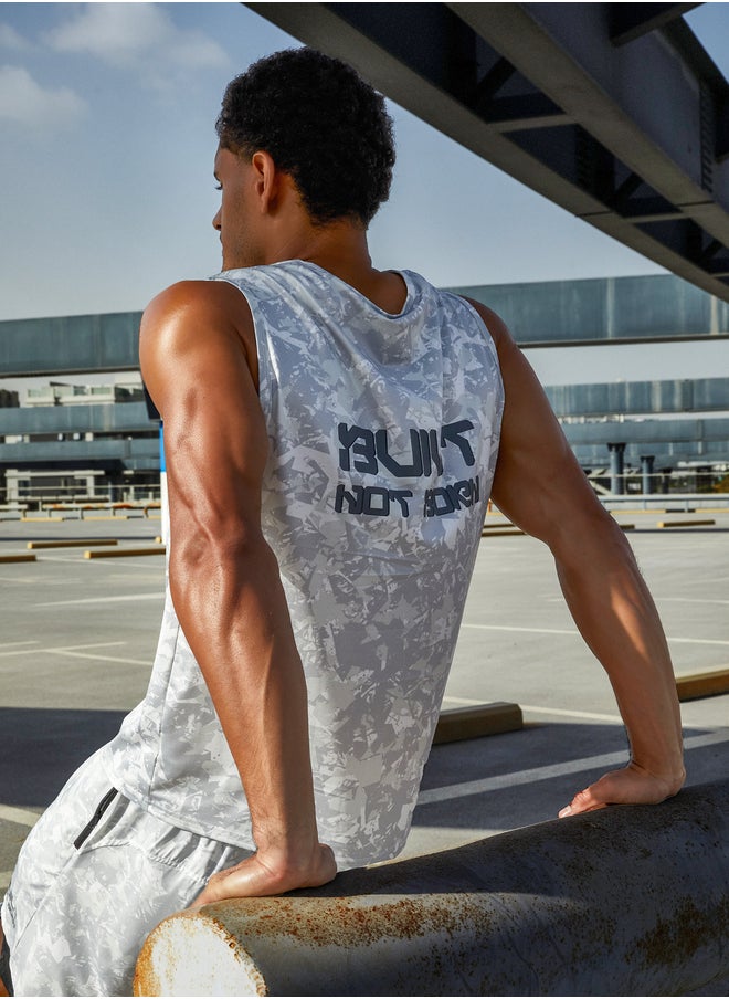 Styli Styli All Over Print Slogan Detail Running Vest  - Image 5