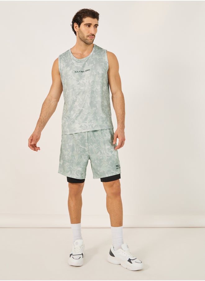 Styli Styli All Over Print Slogan Detail Running Vest  - Image 2