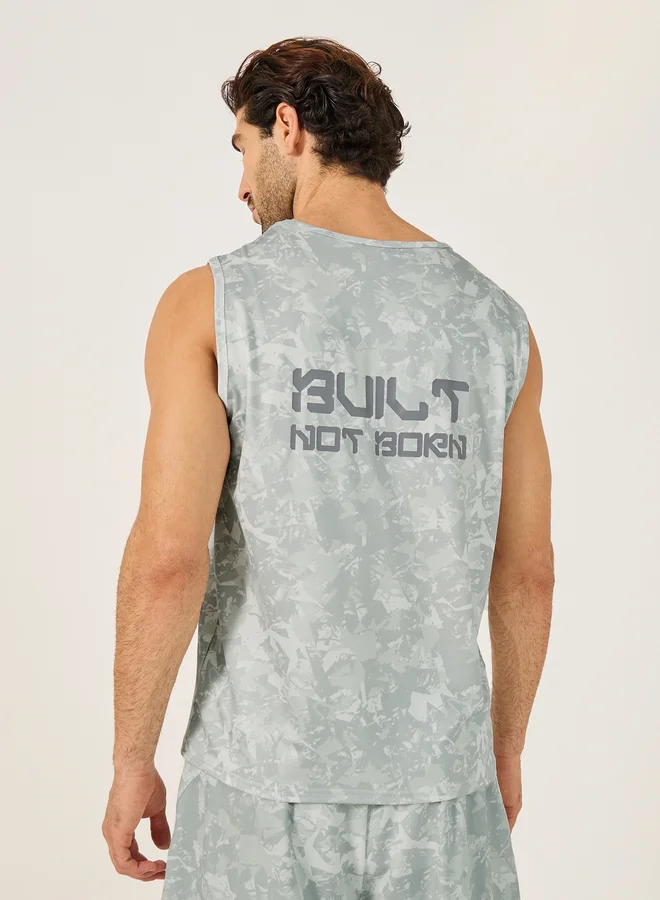 Styli Styli All Over Print Slogan Detail Running Vest