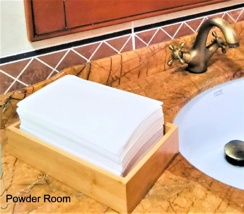 Kitchen Noble Bamboo Guest Towel Holder 2 Pack 9 75x 5 25x 2  Wooden Rectangle Napkin Tray Multipurpose Organizer Drop Box Ideal for Room Dining Table Kitchen Counter Drawers Natural  - Image 3