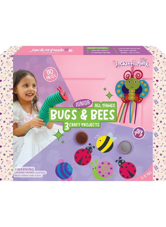 jackinthebox jackinthebox Bugs & Bees Themed Art & Craft Kit, 3in1 Craft Kit - Bugs Butterflies Caterpillar DIY Creative Activity, No Mess Art for Kids, Craft Kits & Supplies, Gifts for Boys & Girls Ages 3 4 5  - Image 1