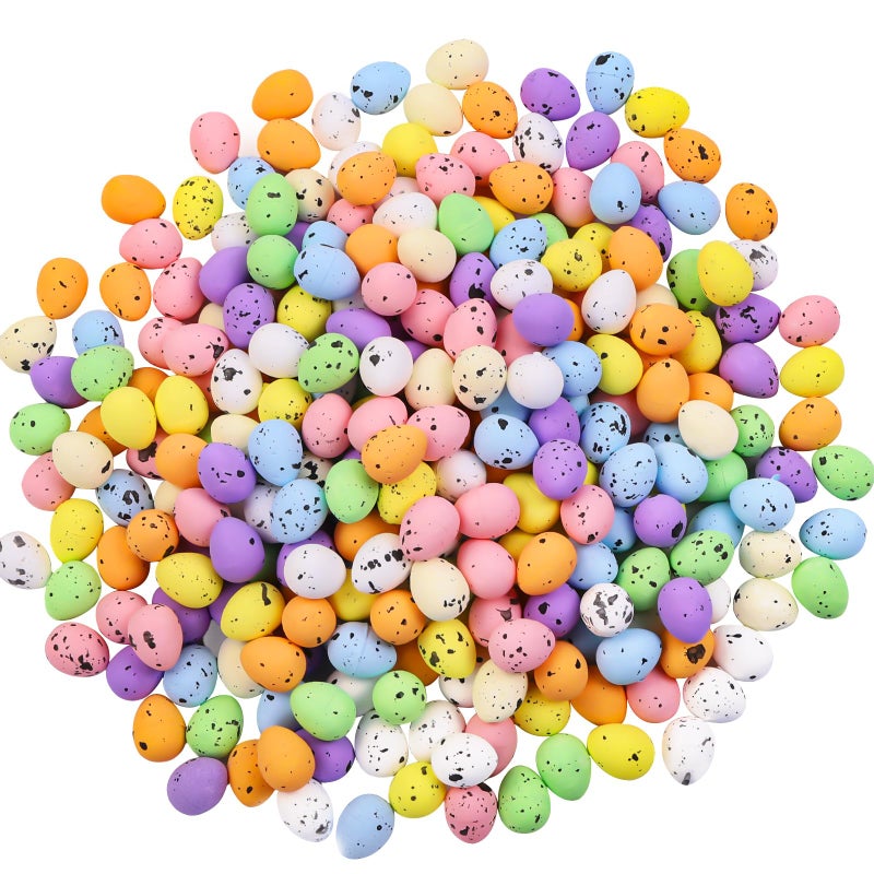 Celltestria 150 Pcs 8 Colors Mini Easter Eggs Artificial Foam Speckled Eggs Small Pastel Decorative Easter Bird Eggs for Basket Fillers Spring Party Favors Wreath Decor Craft Projects - Image 1