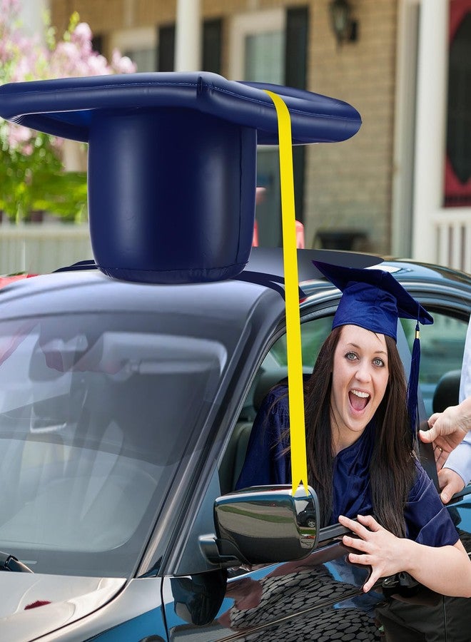 Seenelling 20 Inch Large Inflatable Graduation Cap Car Decoration Class of 2025 Golf Cart Graduation Cap PVC Blow up Decor for Car Roof High School Collage Party Favor Grad Parade (Blue) - Image 5