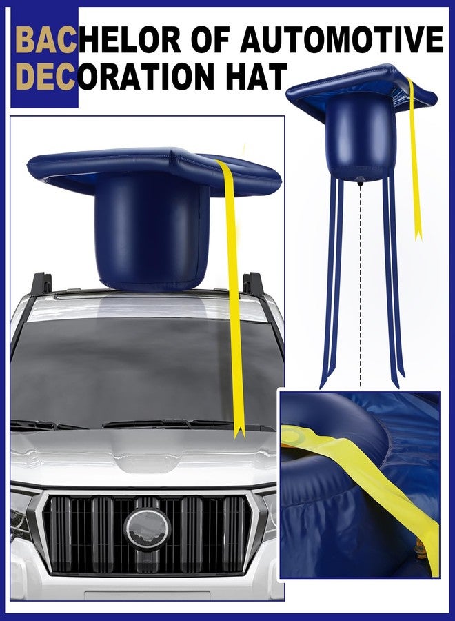 Seenelling 20 Inch Large Inflatable Graduation Cap Car Decoration Class of 2025 Golf Cart Graduation Cap PVC Blow up Decor for Car Roof High School Collage Party Favor Grad Parade (Blue) - Image 4
