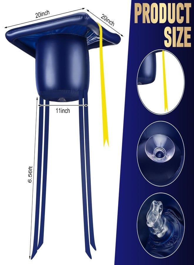 Seenelling 20 Inch Large Inflatable Graduation Cap Car Decoration Class of 2025 Golf Cart Graduation Cap PVC Blow up Decor for Car Roof High School Collage Party Favor Grad Parade (Blue) - Image 3