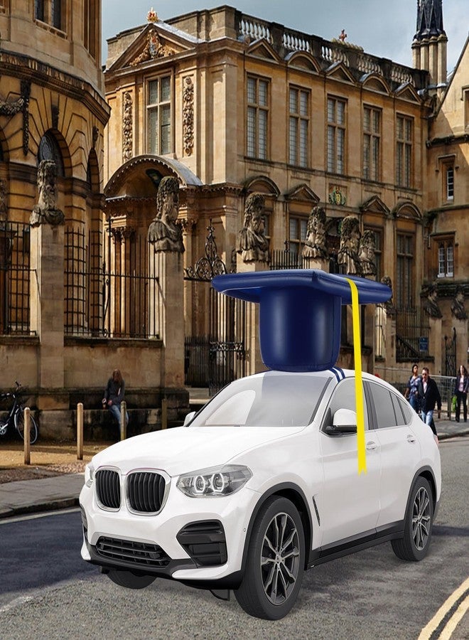 Seenelling 20 Inch Large Inflatable Graduation Cap Car Decoration Class of 2025 Golf Cart Graduation Cap PVC Blow up Decor for Car Roof High School Collage Party Favor Grad Parade (Blue) - Image 2