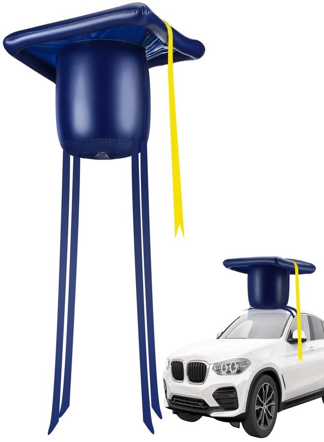 Seenelling 20 Inch Large Inflatable Graduation Cap Car Decoration Class of 2025 Golf Cart Graduation Cap PVC Blow up Decor for Car Roof High School Collage Party Favor Grad Parade (Blue) - Image 1