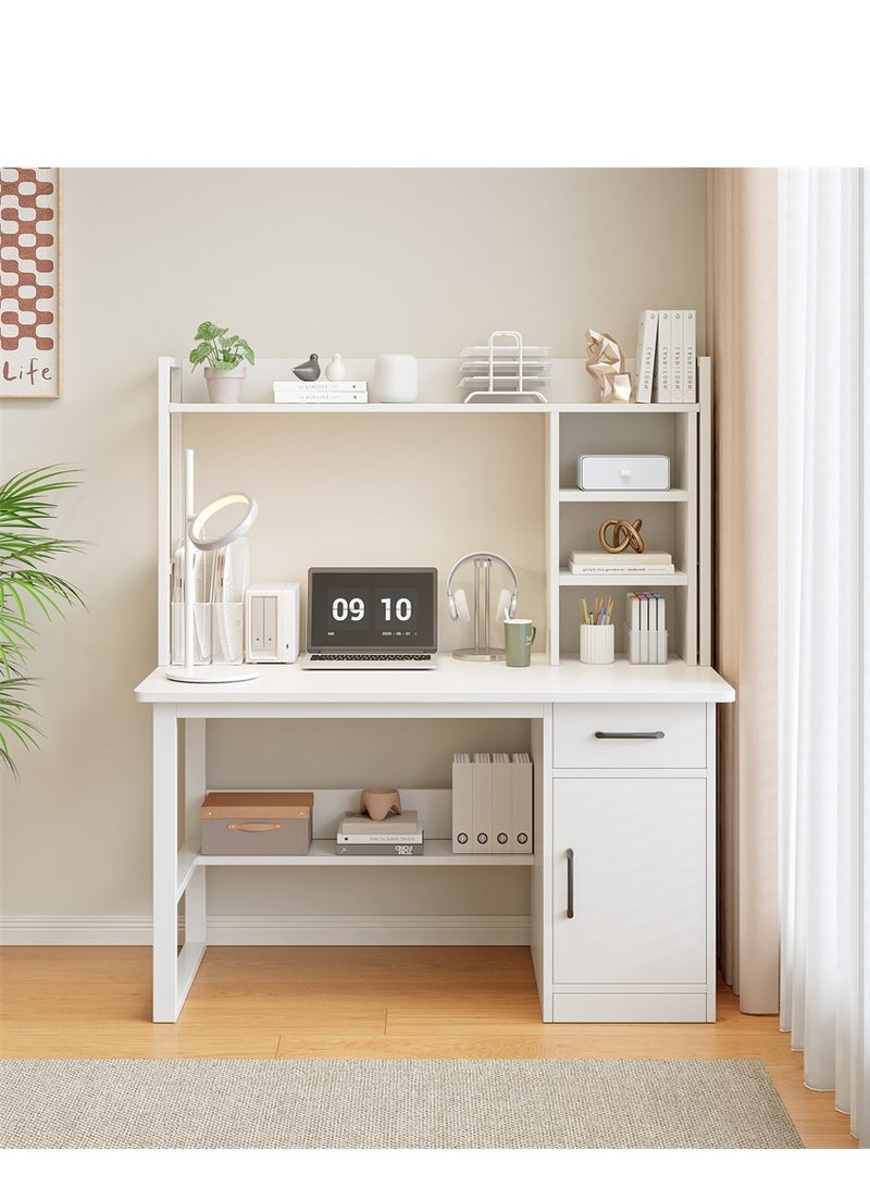 مكتب دراسة الأطفال ، طاولة الكتابة للطلاب الخشبية مع رف الكتب وخزانة التخزين ، طاولة الكمبيوتر مكتب المكتب مع رف تخزين الوثائق للكتابة المنزلية القراءة ومكتب الكمبيوتر المحمول العمل (أبيض ، YN116) - Image 2