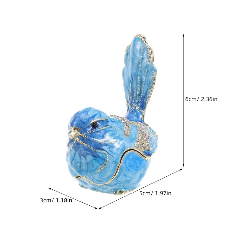 Hand Painted Enamel Bird Jewelry Box Metal Trinket Case Rings Earrings Organizer - Image 3