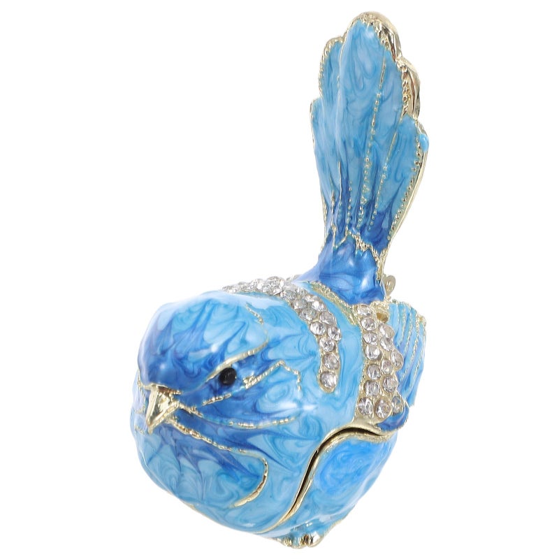 Hand Painted Enamel Bird Jewelry Box Metal Trinket Case Rings Earrings Organizer - Image 2