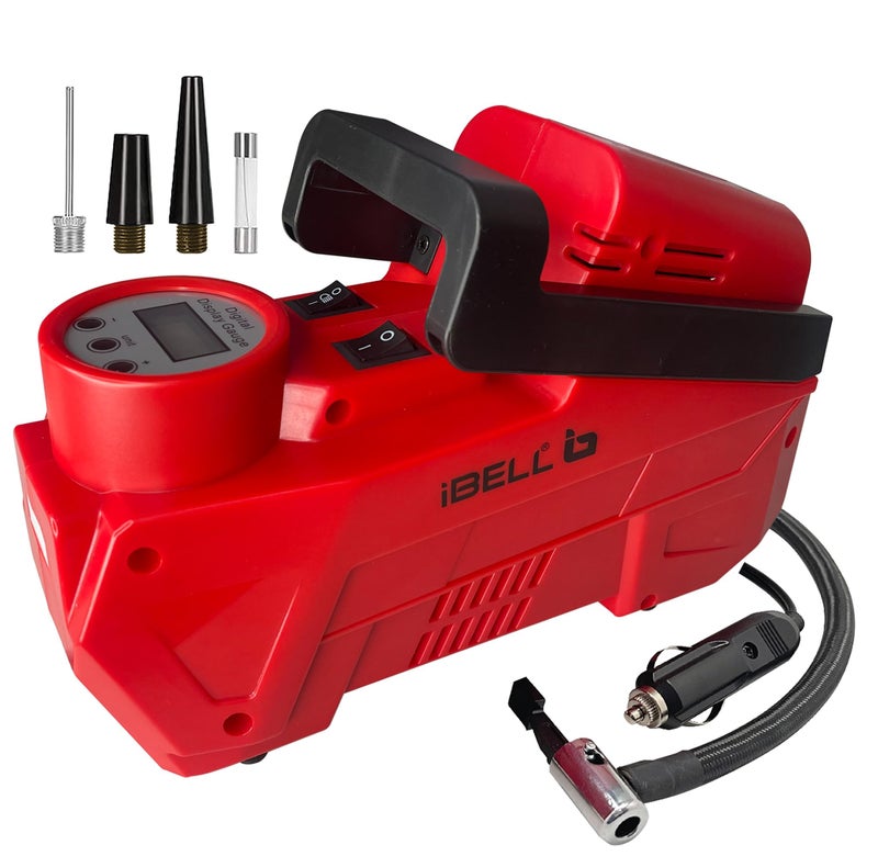 IBELL TOOLS iBELL Car Tyre Inflator IBL CA12-94, 12V DC Portable Air Compressor with 150 PSI Pressure, 150W Motor, Fast Inflation for Car Tyres, Emergency and Daily Vehicle Use - Image 1