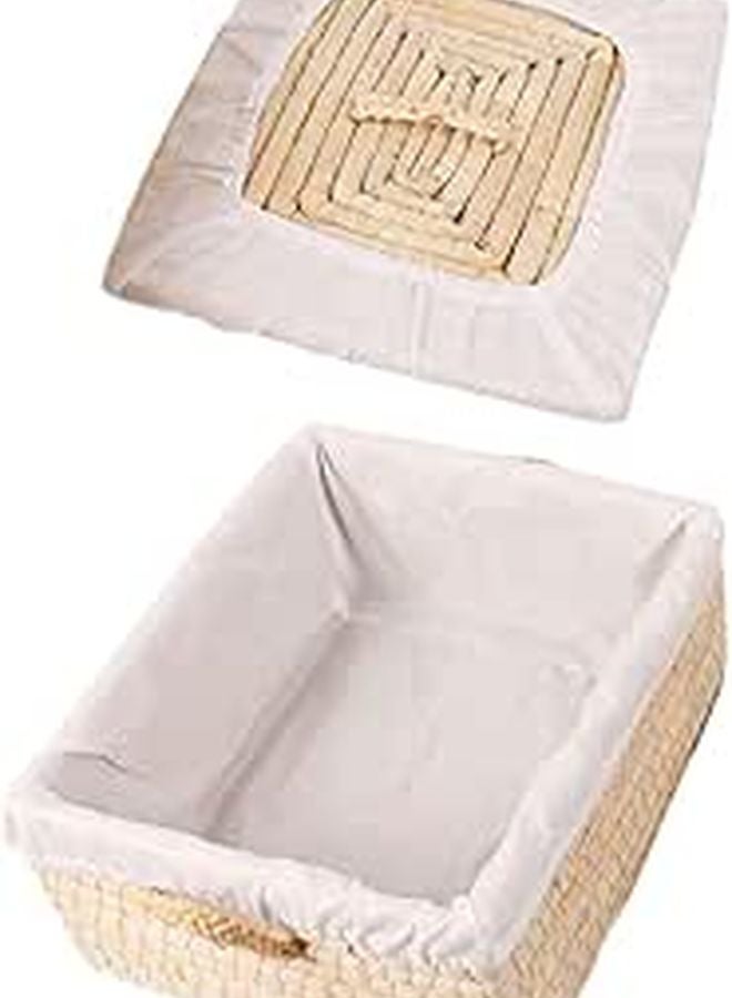 Straw Bread Basket with Lid 25x30x14cm Insulated Food Storage Container for Kitchen Pantry - Image 1