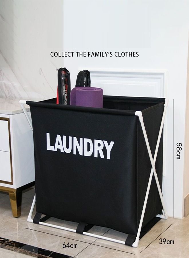 fashionhome Modern Design Foldable Large Capacity Laundry Basket Clothes Storage Bag with Handles and Brackets 64x39x58 cm - Image 3