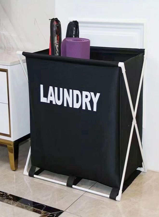 fashionhome Modern Design Foldable Large Capacity Laundry Basket Clothes Storage Bag with Handles and Brackets 64x39x58 cm - Image 1