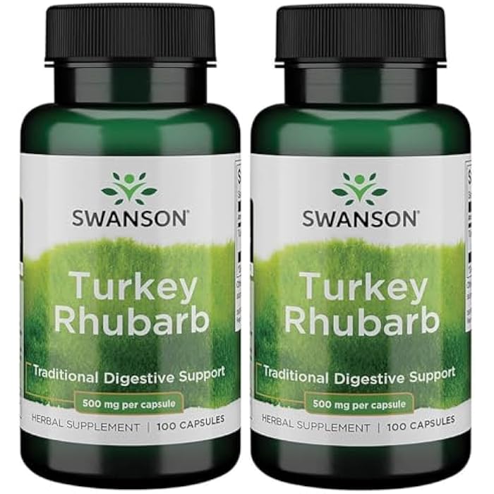 Swanson Turkey Rhubarb - Herbal Supplement for Digestive Health - Natural Formula - (100 Capsules, 500mg Each) (2 Pack)