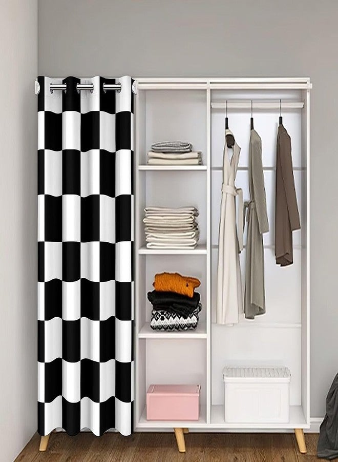 Feelyou Kids Checkerboard Door Curtain for Doorway Privacy 42"x80" Black White Square 30%-50% Room Darkening Blackout Insulated Thermal Curtain Geometric Modern Art Window Treatments - Image 2