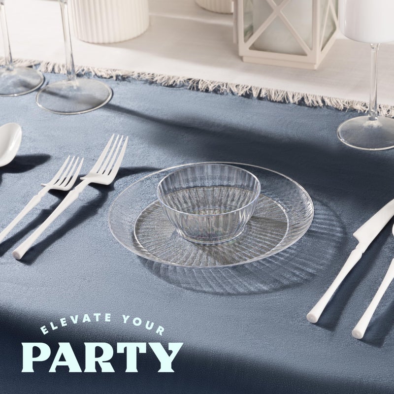 PLASTICPRO PLASTICPRO 240 Pack Crystal Like Clear Disposable Plastic Plates Dinner Plates 6 ounce Bowls for Special Occasions Parties - Image 3
