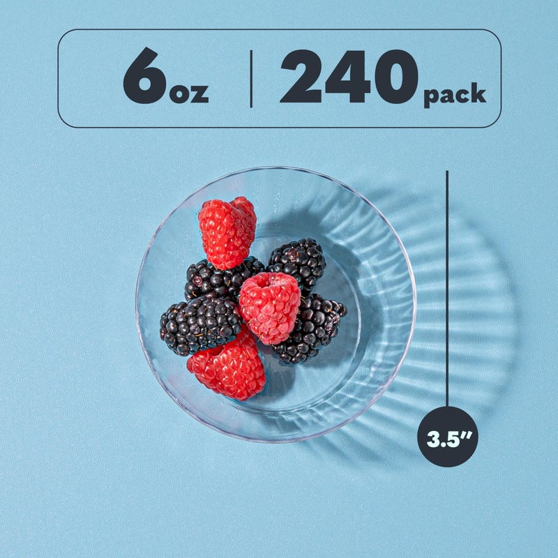 PLASTICPRO PLASTICPRO 240 Pack Crystal Like Clear Disposable Plastic Plates Dinner Plates 6 ounce Bowls for Special Occasions Parties - Image 5