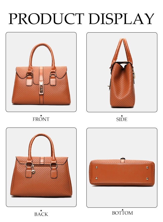 DUNISO 6-Piece Embossed Women's Handbag Set, Including Handbag, Shoulder Bag, Wallet, Mother And Child Bag, Women's Mini Wallet, Yellow-Brown  - Image 5