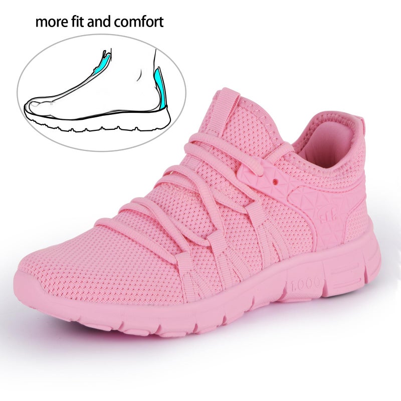 INZCOU Running Shoes Lightweight Tennis Shoes Non Slip Gym Workout Shoes Breathable Mesh Walking Sneakers Pink Purple 8women / 7men - Image 4