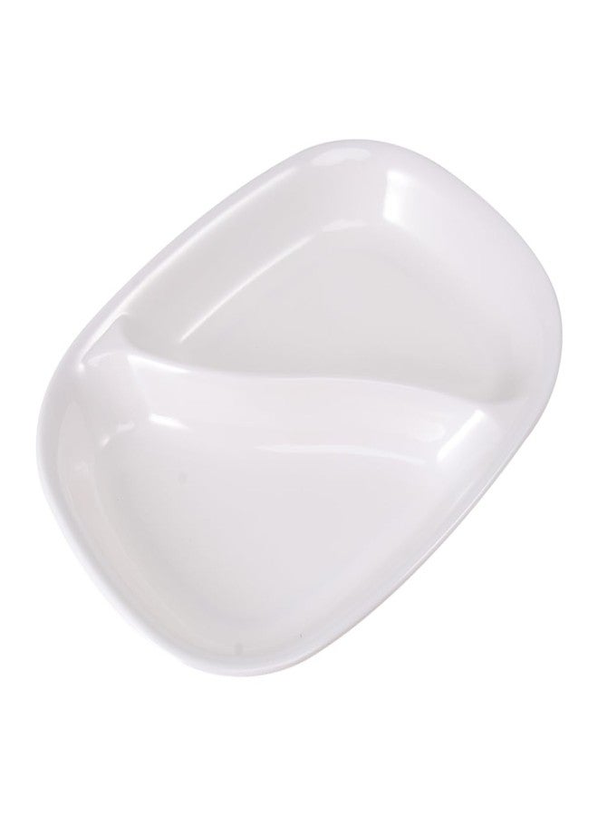 NAMOARLY Snack Plate Rectangular Double Grid Divided Dinner Plate Lightweight Melamine Serving Dish for Breakfast Lunch Dinner 8.66X6.69X1.10 Inch - Image 1