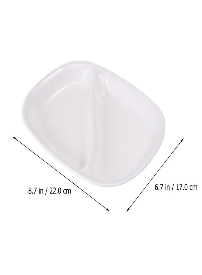 NAMOARLY Snack Plate Rectangular Double Grid Divided Dinner Plate Lightweight Melamine Serving Dish for Breakfast Lunch Dinner 8.66X6.69X1.10 Inch - Image 2