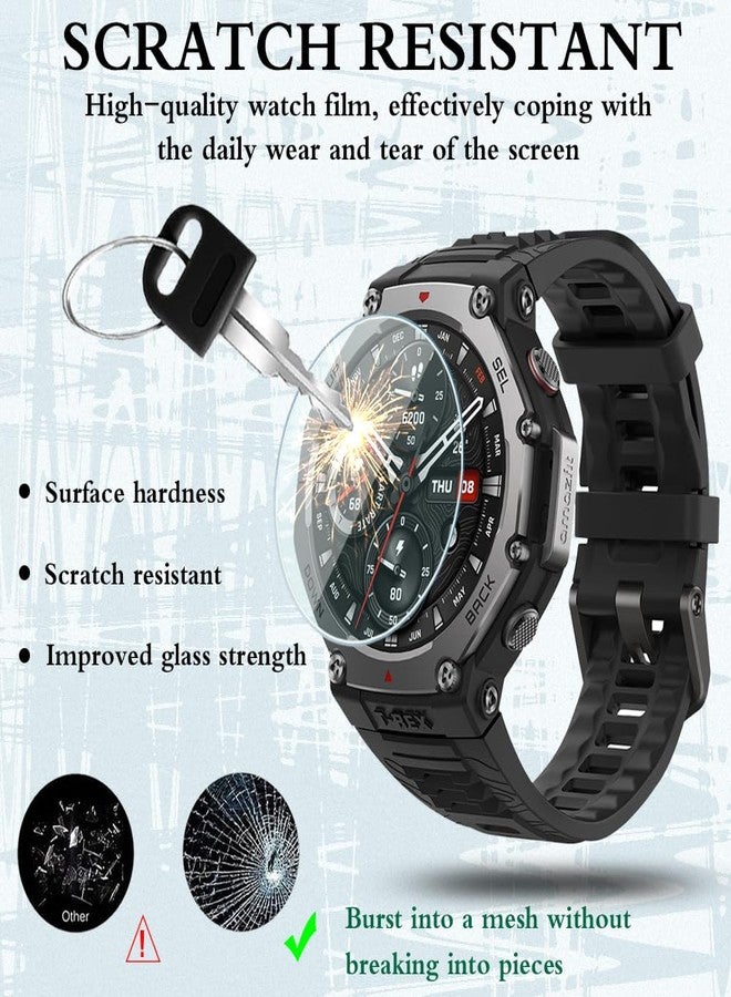 Huadu واقي شاشة HUADU متوافق مع Amazfit T-Rex 3، فيلم زجاجي مقسى مضاد للخدش عالي الدقة تغطية كاملة وحافظة TPU ناعمة - Image 2