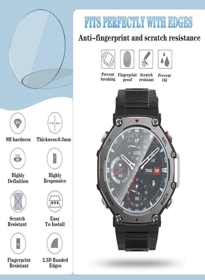 Huadu واقي شاشة HUADU متوافق مع Amazfit T-Rex 3، فيلم زجاجي مقسى مضاد للخدش عالي الدقة تغطية كاملة وحافظة TPU ناعمة - Image 3