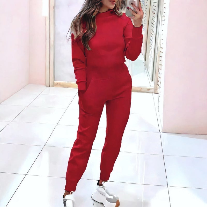 Women High Neck Slim Fit Long Sleeve Casual Set - Image 4