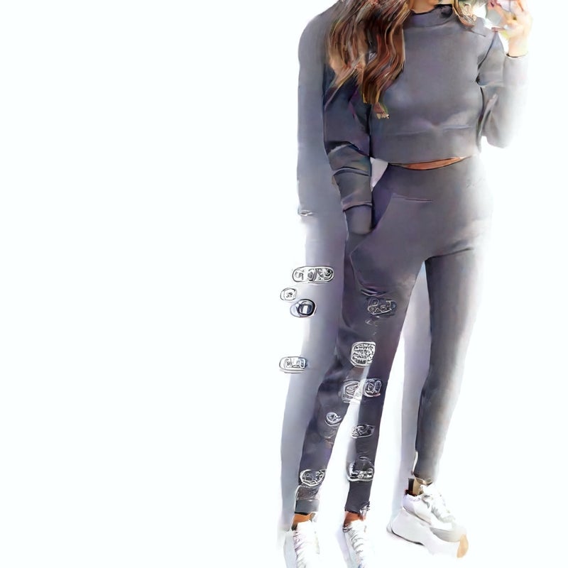 Women High Neck Slim Fit Long Sleeve Casual Set - Image 5
