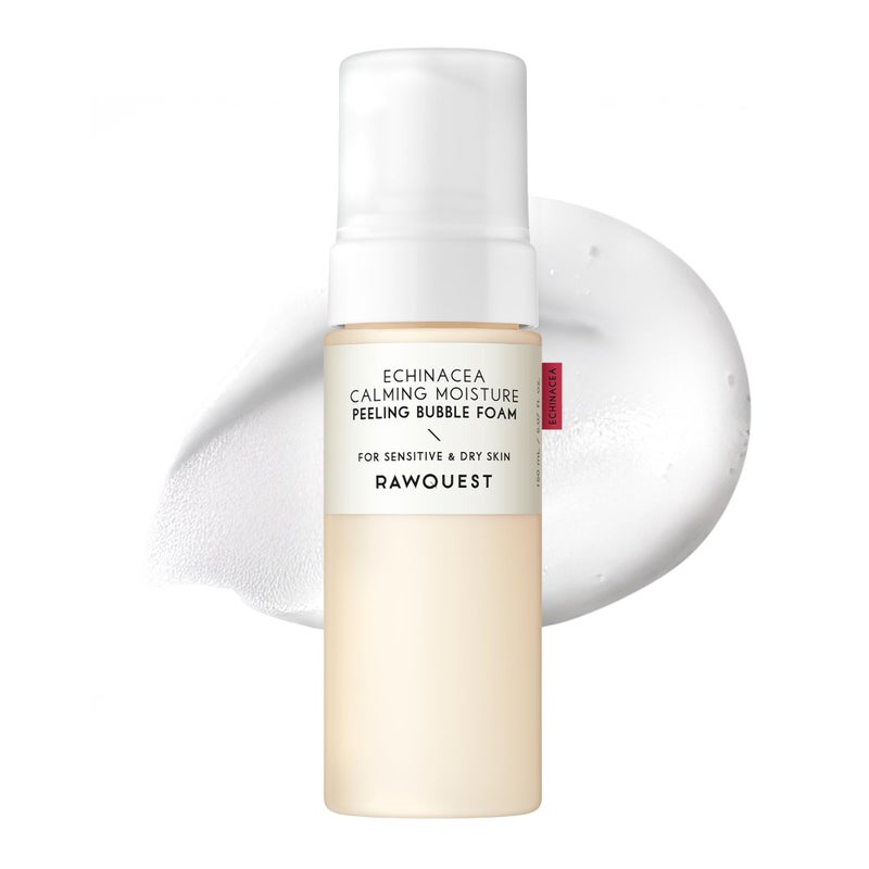Rawquest Echinacea Peeling Cleansing Bubble Foam AHA PHA LHA for Exfoliating Echinacea Extract Soothing Skin Cleansing Improving Skin Texture No Irritation Skincare for Sensitive Skin 150ml