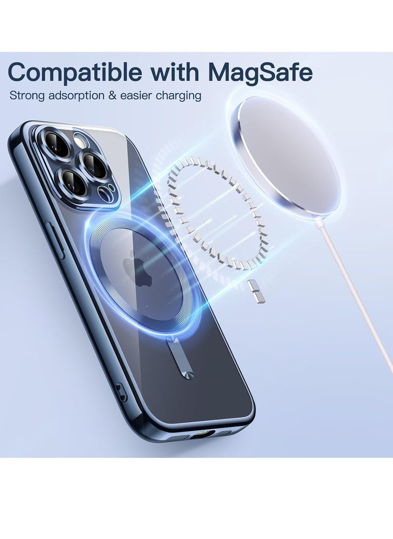 Raxoom Electroplated Case for iPhone 15 Pro Max 6.7-Inch, Camera Lens Full Protection, Compatible with MagSafe Wireless Charging, Shockproof Soft TPU Phone Cover (Blue) - Image 3