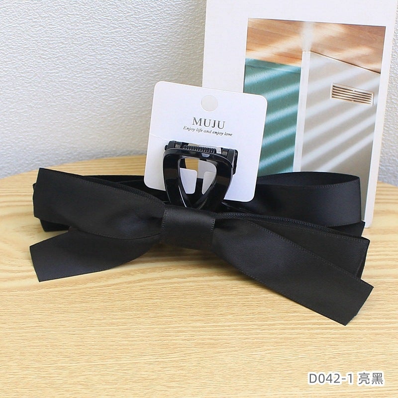 Elegant Black Bow Hair Claw Clip 1 # glossy black