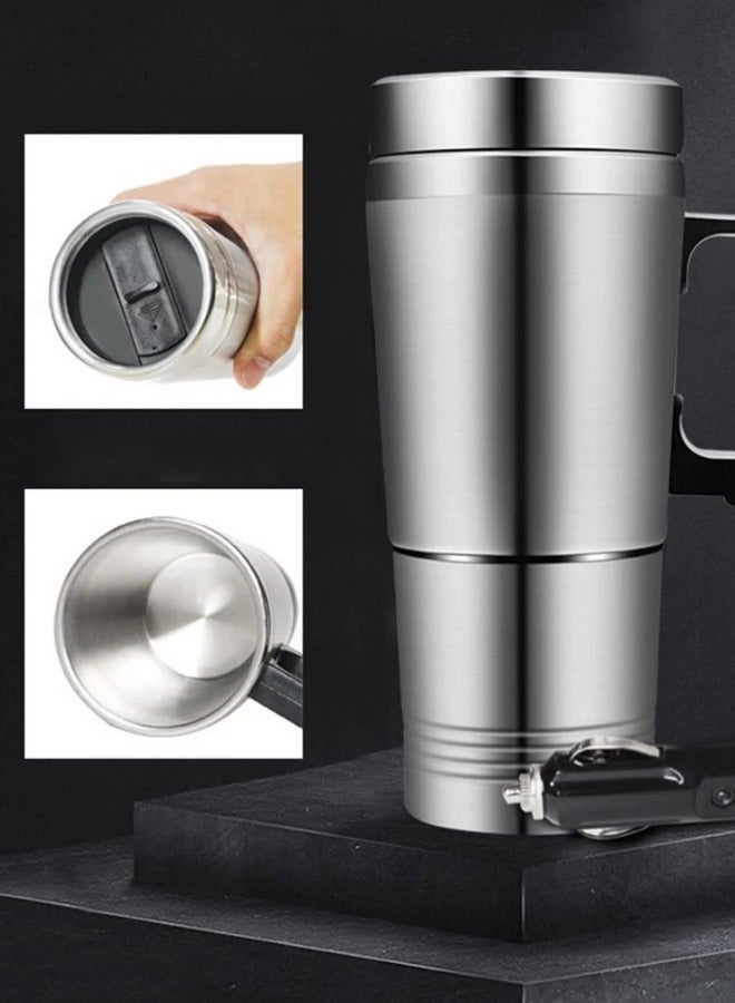 عام كوب تسخين للسيارة من الفولاذ المقاوم للصدأ، كوب تسخين للسفر، محكم الإغلاق، للماء الساخن، القهوة، والشاي، أكواب كهربائية - Image 3