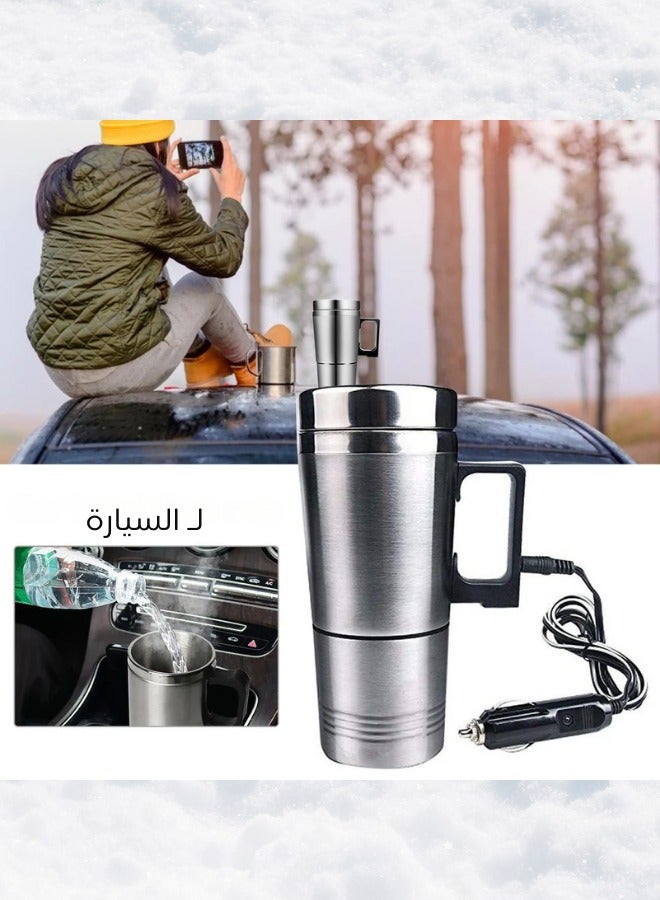 عام كوب تسخين للسيارة من الفولاذ المقاوم للصدأ، كوب تسخين للسفر، محكم الإغلاق، للماء الساخن، القهوة، والشاي، أكواب كهربائية - Image 4