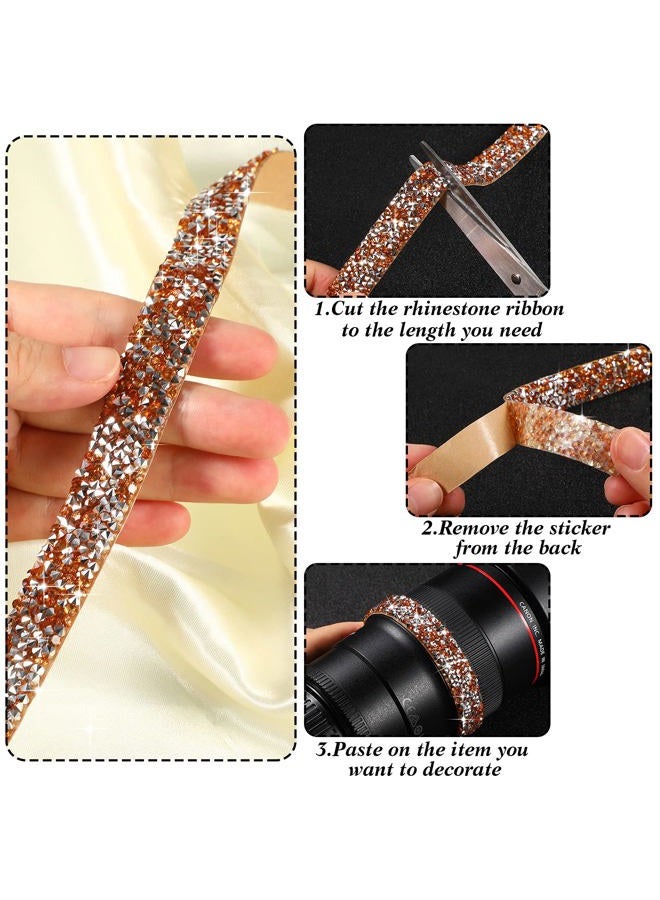 Xinnun 5 Rolls Crystal Rhinestone Ribbon Sparkling Rhinestone Ribbon Resin Diamond Ribbon Self-Adhesive Crystal Rhinestone Diamond Ribbon Bling Ribbon for Arts Crafts, DIY Party Wedding Decoration (5 Colors) - Image 4