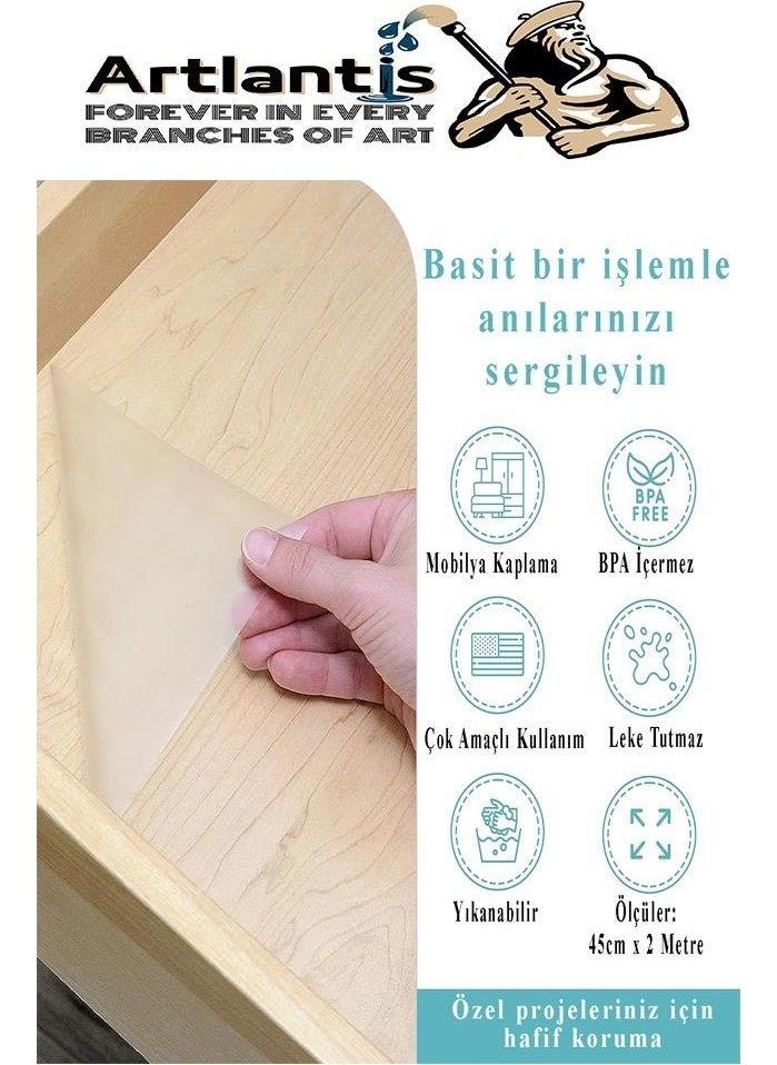 Artlantis Adhesive Transparent Acetate 2 Pieces 45CM x 2 Meters Djfix Self Adhesive Transparent Roll Acetate Transparent Cold Lamination  - Image 3