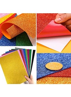S Sabhyatam Heartily Traditional Self Adhesive Sticky A4 Size Glitter Sparkles Foam Sheet with Sticky Back Mixed Color Sheets for Decoration Gift Wrapping Scrapbooking Art Craft Projects Multicolor Pack of 20  - Image 3