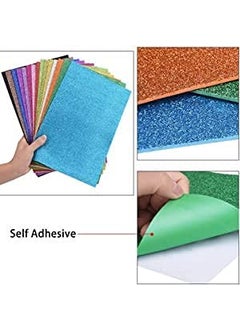 S Sabhyatam Heartily Traditional Self Adhesive Sticky A4 Size Glitter Sparkles Foam Sheet with Sticky Back Mixed Color Sheets for Decoration Gift Wrapping Scrapbooking Art Craft Projects Multicolor Pack of 20  - Image 2