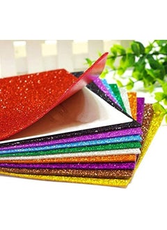 S Sabhyatam Heartily Traditional Self Adhesive Sticky A4 Size Glitter Sparkles Foam Sheet with Sticky Back Mixed Color Sheets for Decoration Gift Wrapping Scrapbooking Art Craft Projects Multicolor Pack of 20  - Image 1
