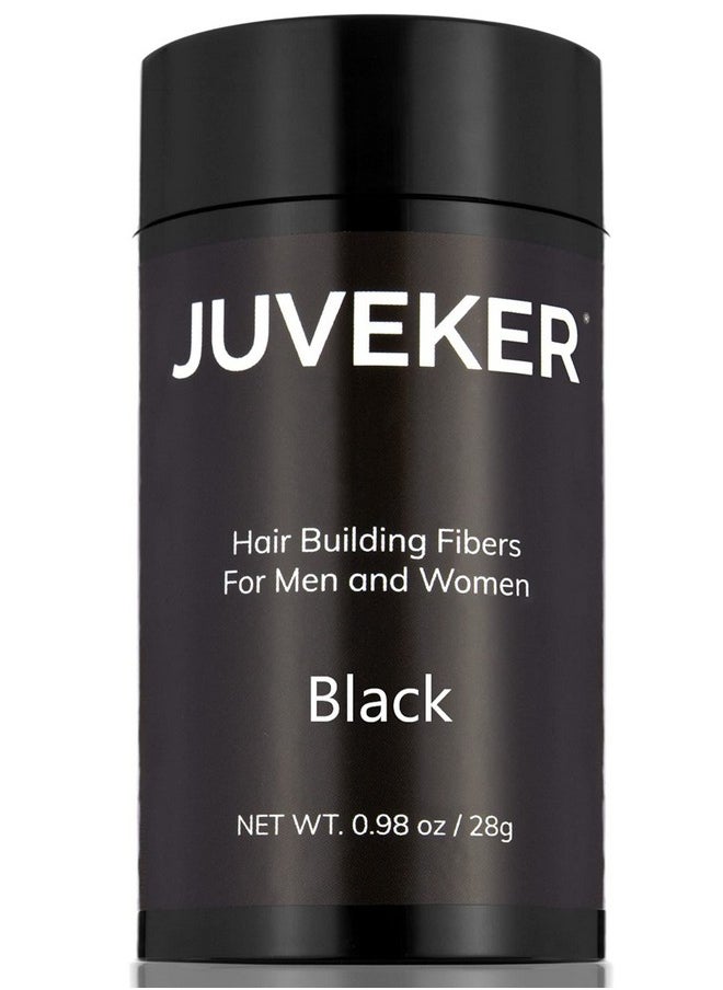 Juveker Hair Building Fibers Instantly Conceal Thinning Hair And Bald Spots For Men & Women (Large 28 Grams Bottle) Undetectable Washes Away For All Hair Types No Animal Byproducts (Black)  - Image 1