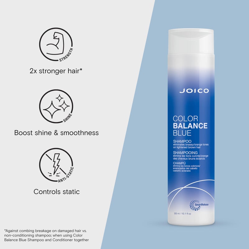 JOICO شامبو جوكو لتوازن اللون الأزرق | للشعر البني المفتح | يقضي على درجات اللون البرتقالي النحاسي | يعزز حيوية اللون واللمعان | حماية من الأشعة فوق البنفسجية | مع زيت ثمر الورد ومستخلص الشاي الأخضر | 10.1 أونصة سائلة - Image 3