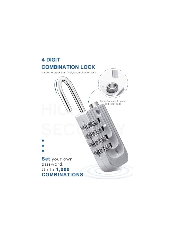 PROMASS PROMASS Combination Padlock, 4 Pcs Metal Padlock for Gym Locker, Padlocks with Code, Gym Padlock, Locker Padlocks, Waterproof Combination Lock for Locker Outdoor Gate Shed (Black gray blue red)  - Image 3