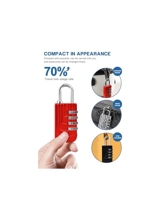 PROMASS PROMASS Combination Padlock, 4 Pcs Metal Padlock for Gym Locker, Padlocks with Code, Gym Padlock, Locker Padlocks, Waterproof Combination Lock for Locker Outdoor Gate Shed (Black gray blue red)  - Image 5