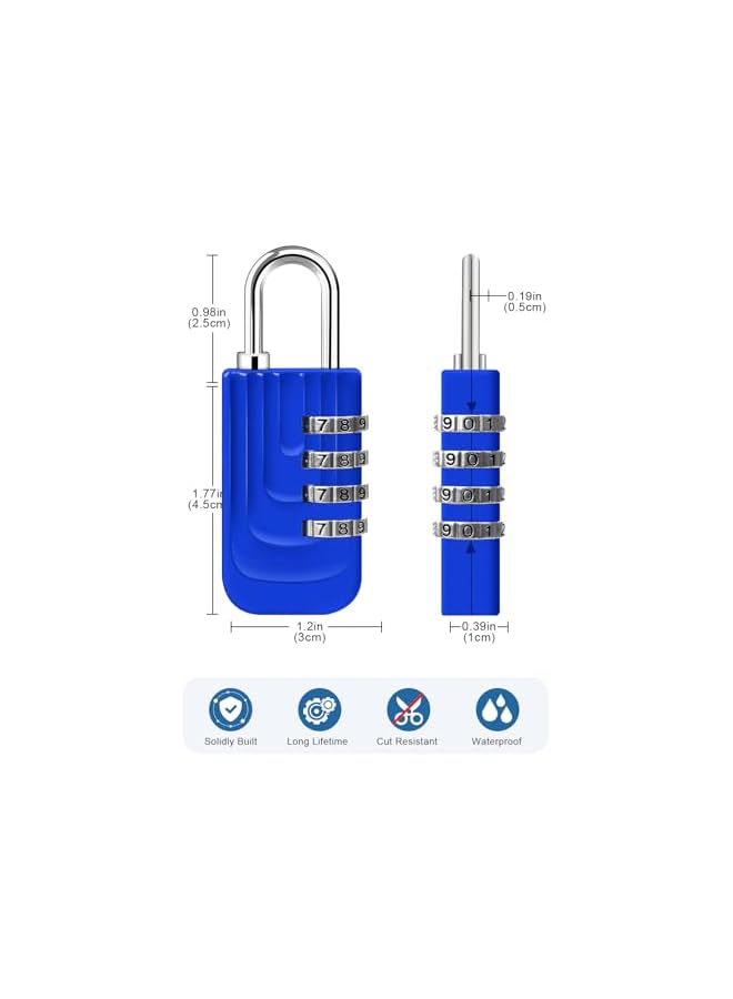 PROMASS PROMASS Combination Padlock, 4 Pcs Metal Padlock for Gym Locker, Padlocks with Code, Gym Padlock, Locker Padlocks, Waterproof Combination Lock for Locker Outdoor Gate Shed (Black gray blue red)  - Image 2